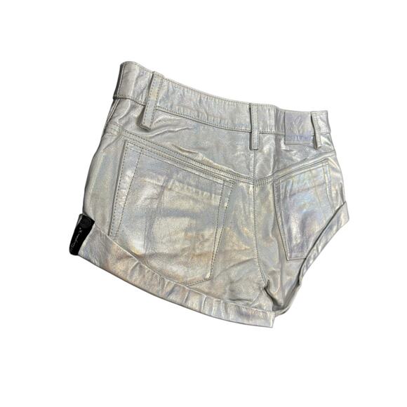 One Teaspoon Revenge Metallic Leather Bandit Shorts Silver Cowboy Cyber Sz 24 - Picture 9 of 12